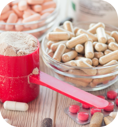 Nutritional Supplements in measuring cups
