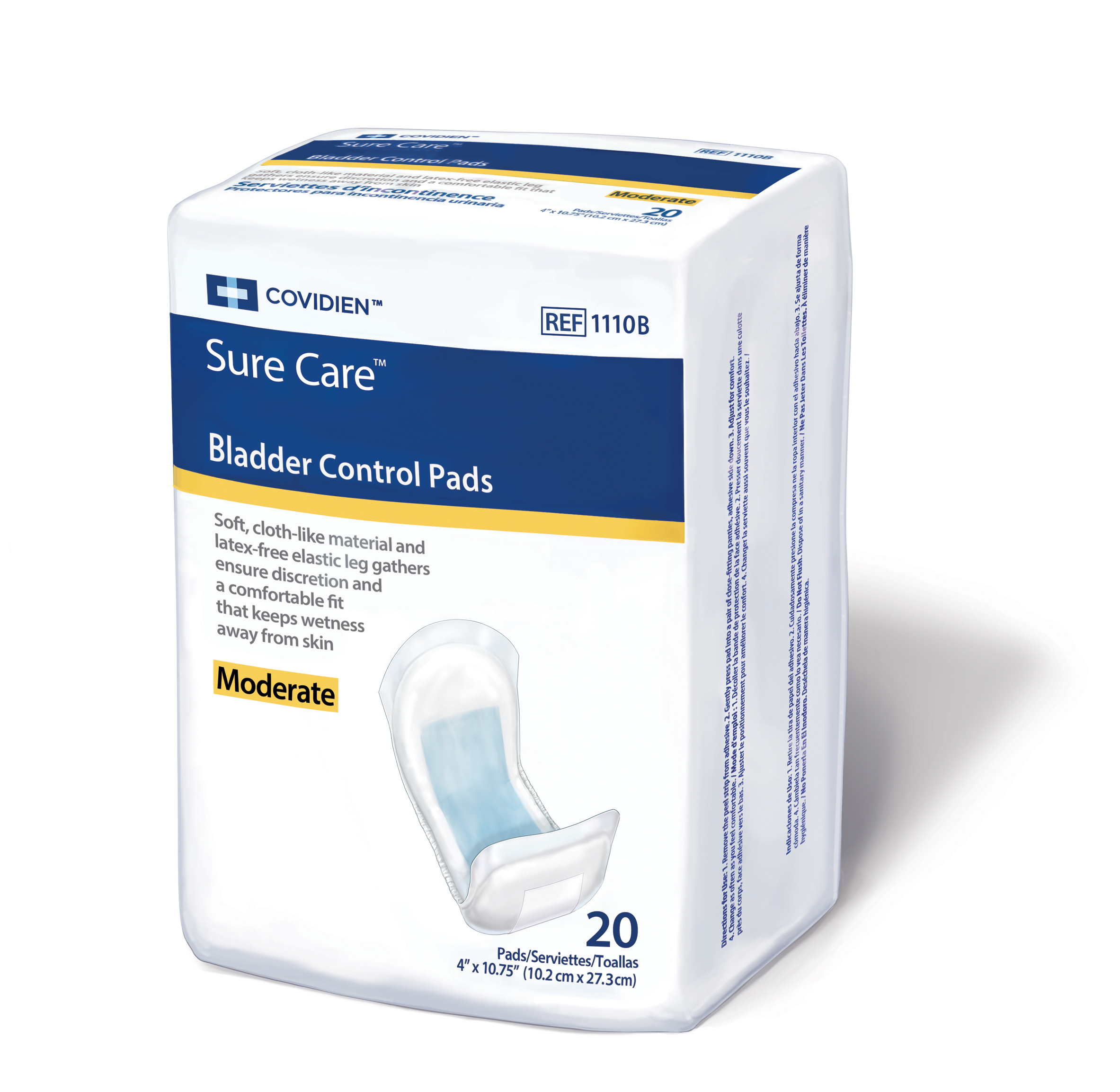 Sure Care™ Bladder Control Pads - Moderate, 4 x 10.75, 120/Case