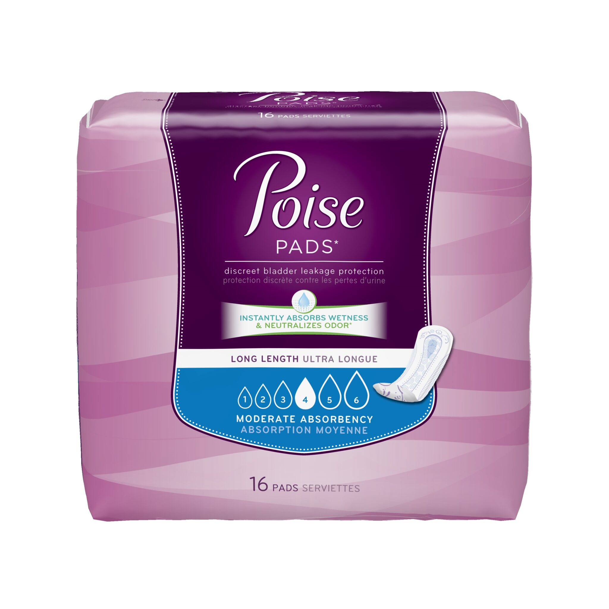 Poise® Pads Moderate Long Protection - J&B At Home