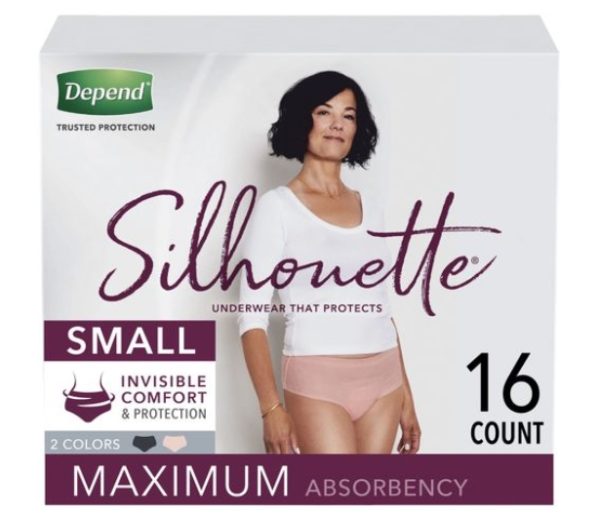 Depend Silhouette Briefs for Women - Small, Case/32