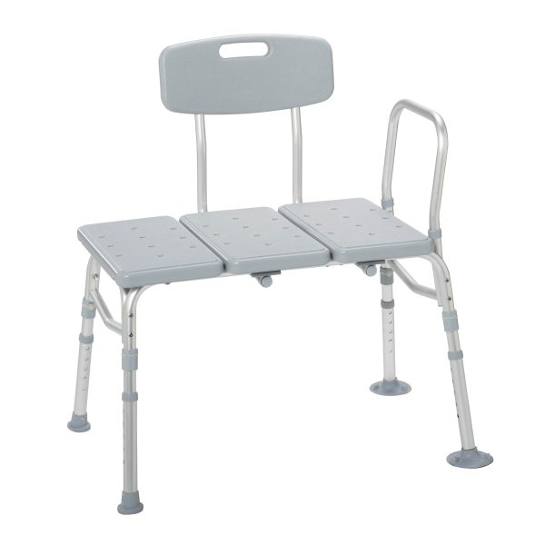 Plastic Tub Transfer Bench with Adjustable Backrest, Gray