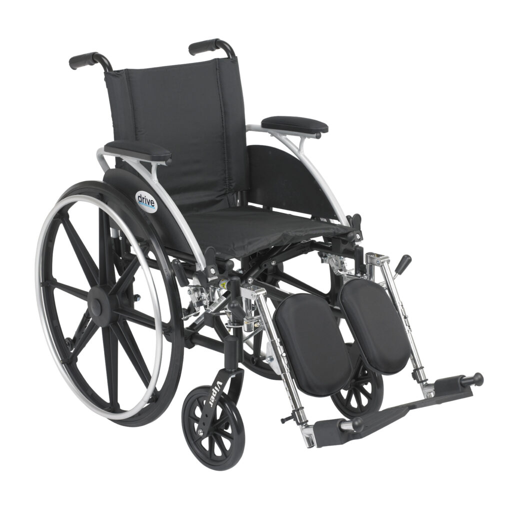Viper Wheelchair with Flip Back Removable Arms, Desk Arms, Elevating