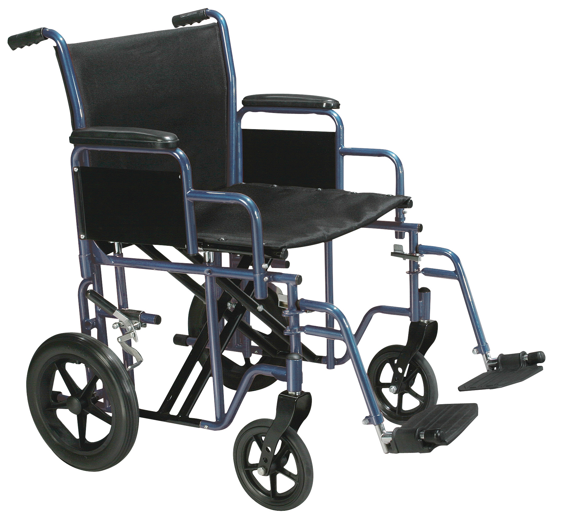 Bariatric Heavy Duty Transport Wheelchair with Swing Away Footrest, 22  Seat, Blue