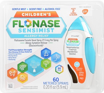 Flonase Children's Allergy Relief Nasal Spray, 24 Hour Non-Drowsy, Metered Spray, 60 Sprays,.20 oz.