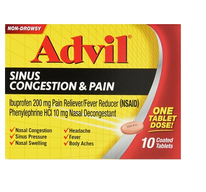Advil Sinus Congestion & Pain Relief, Tablet, 10-Ct.