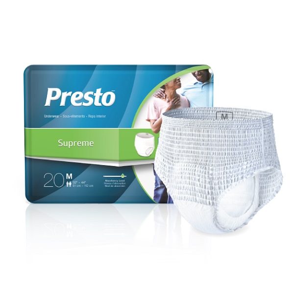 Presto Supreme Discreet Incontinence Underwear - Unisex, Disposable, Medium